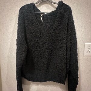 Free People Black V-Neck Sweater